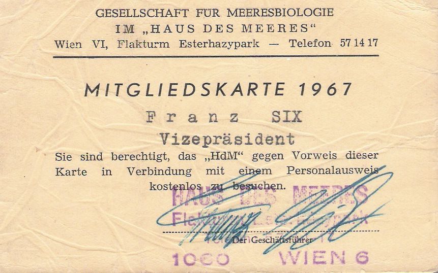 Mitgliedskarte HAUS DES MEERES - VIVARIUM WIEN 196