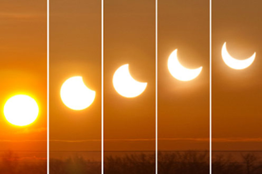 Die Phasen der partiellen Sonnenfinsternis