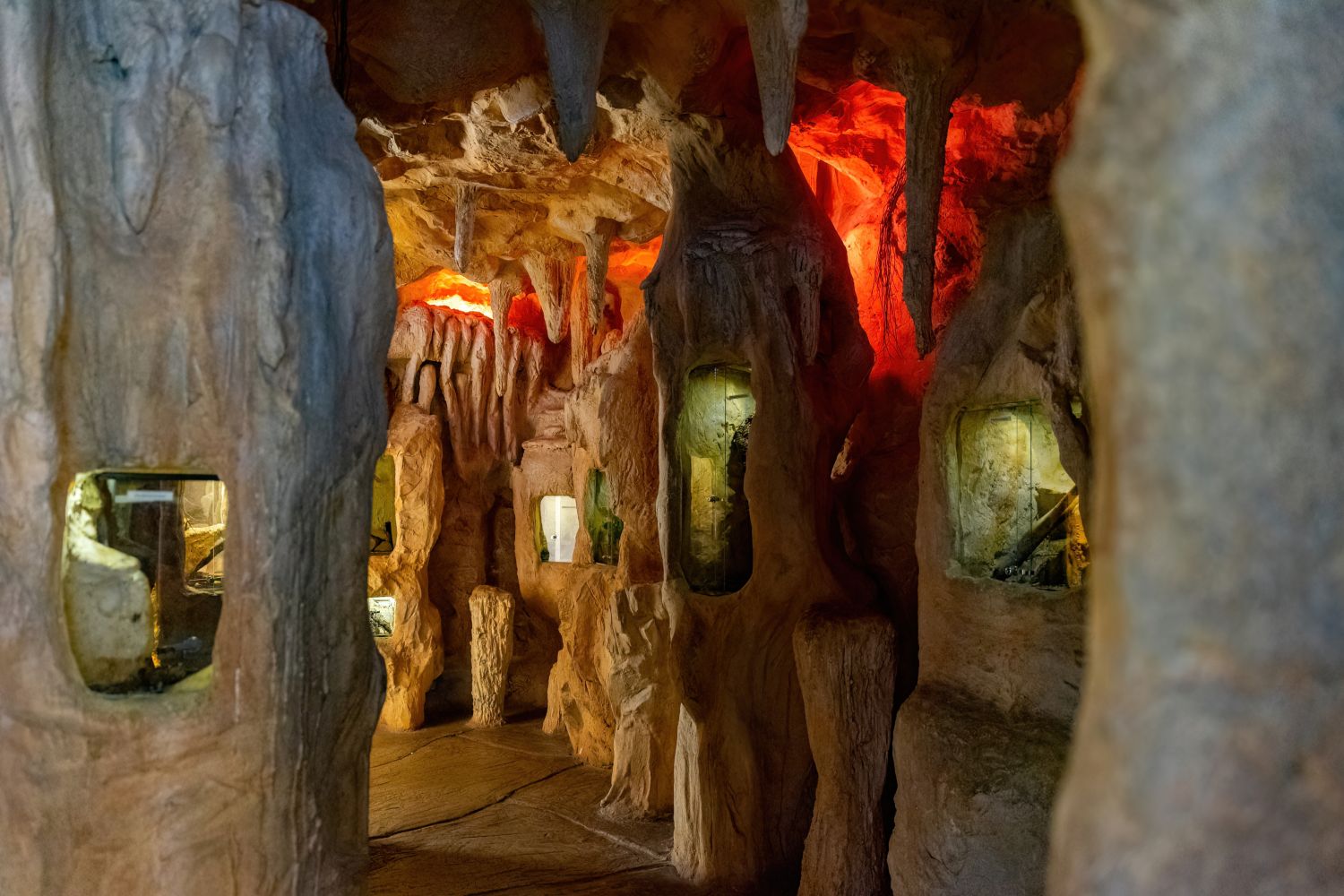 Tropfsteinhöhlen-Grotte mit nachtaktiven Tieren